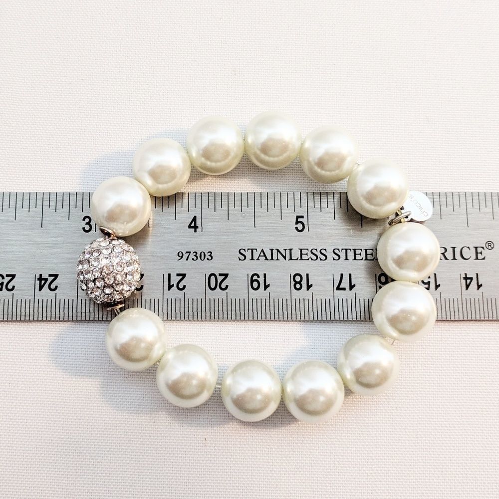 Chico's Pearl & Rhinestone Bracelet Excellent Cond - Picture 6 of 7